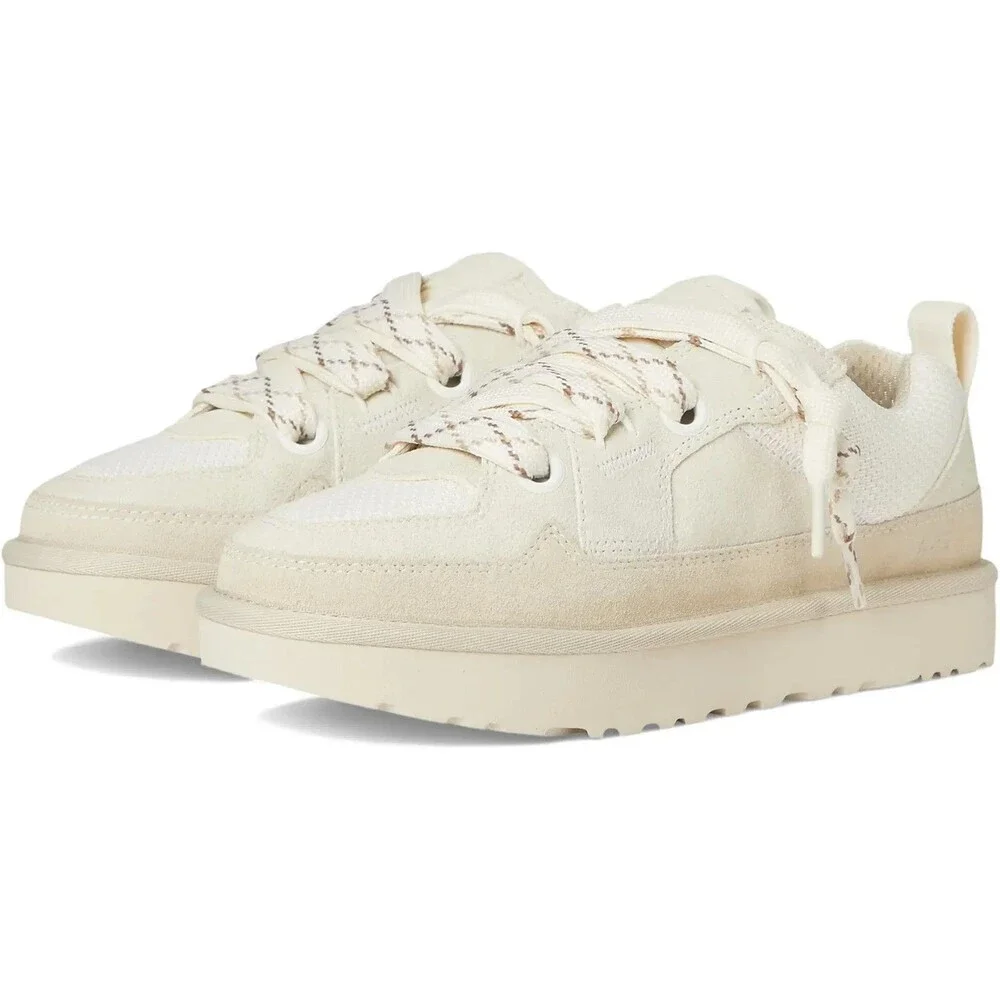 UGG Women's Lo Lowmel Suede Mesh‎ Sneakers NEW US 9 EU 40 JASMINE WHITE $150